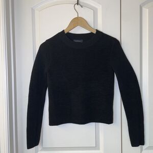 Club Monaco Wool Blend Black Ribbed Fitted  Sweater Size S